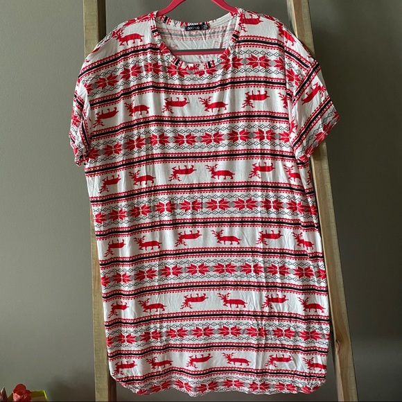 Boohoo Reindeer Print Night Dress - Picture 1 of 2